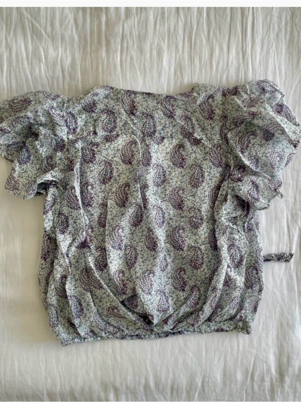 Anthropologie Moulinette Souers Vetements Lavender Paisley Print Wrap Blouse - Picture 2 of 6
